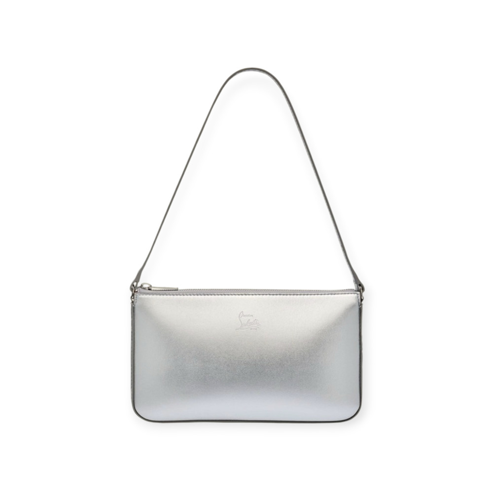Christian‎ Louboutin Metallic Silver Leather Shoulder Hobo Bag